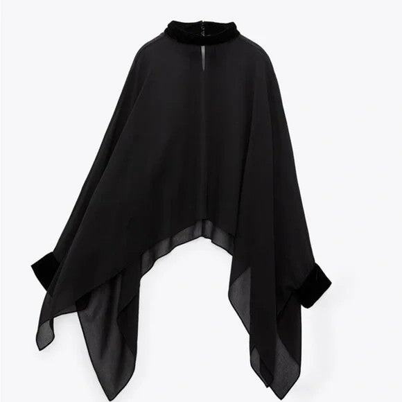 Zara Velvet Cape Blouse - XS-S - Picture 7 of 8
